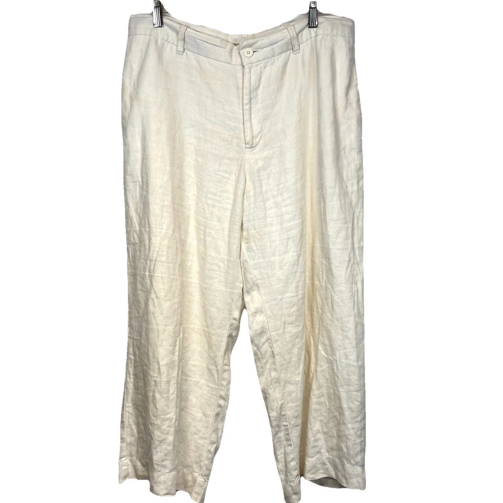 GAP Womens Linen Pants Sz 14 Fully Lined Coastal Grandma Cottage Boho Lagenlook